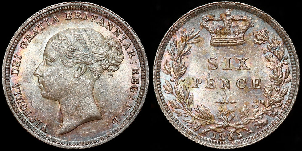 Thumbnail: Victoria, 1837-1901. Sixpence, 1885. Type A5. Choice Tone.