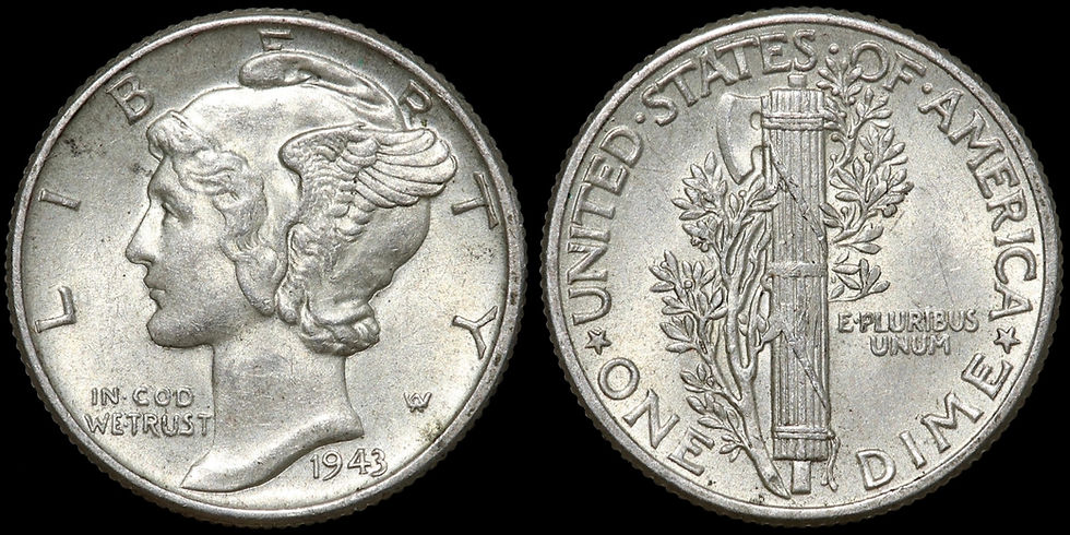 Thumbnail: America. Dime, 1943 P. Mercury Head. Philadelphia Mint.