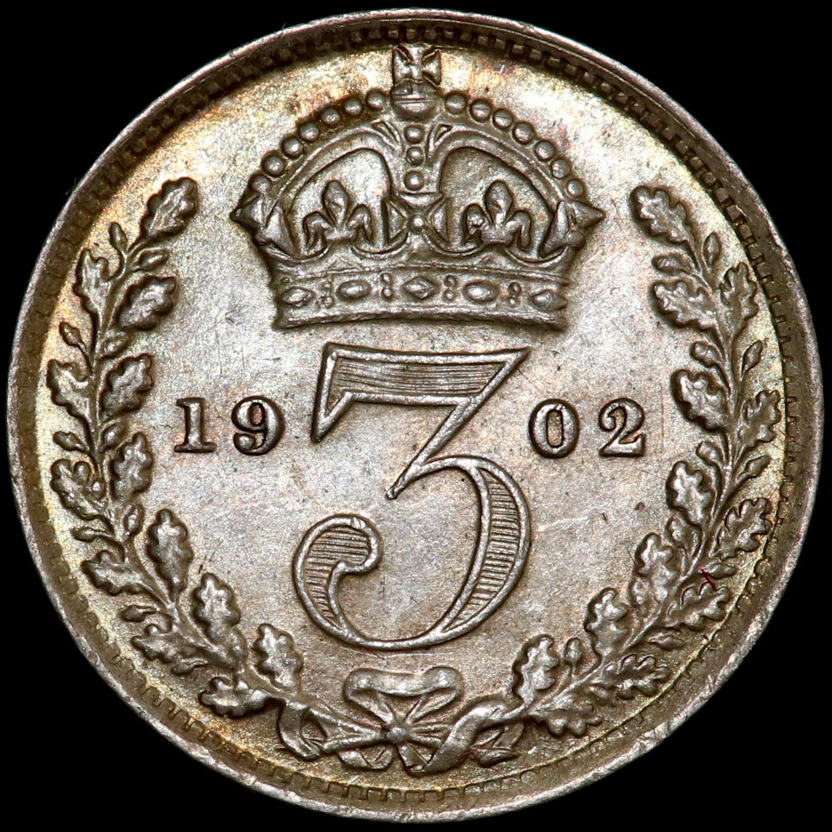 Edward VII, 1902-10. Threepence, 1902. Currency Issue. Choice.