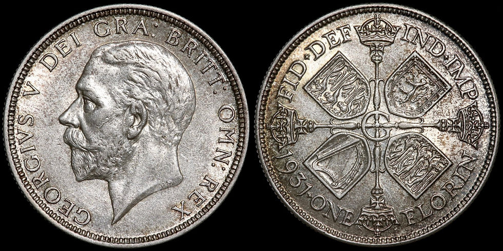 Thumbnail: George V, 1910-36. Florin, 1931. With Old Collection Ticket.