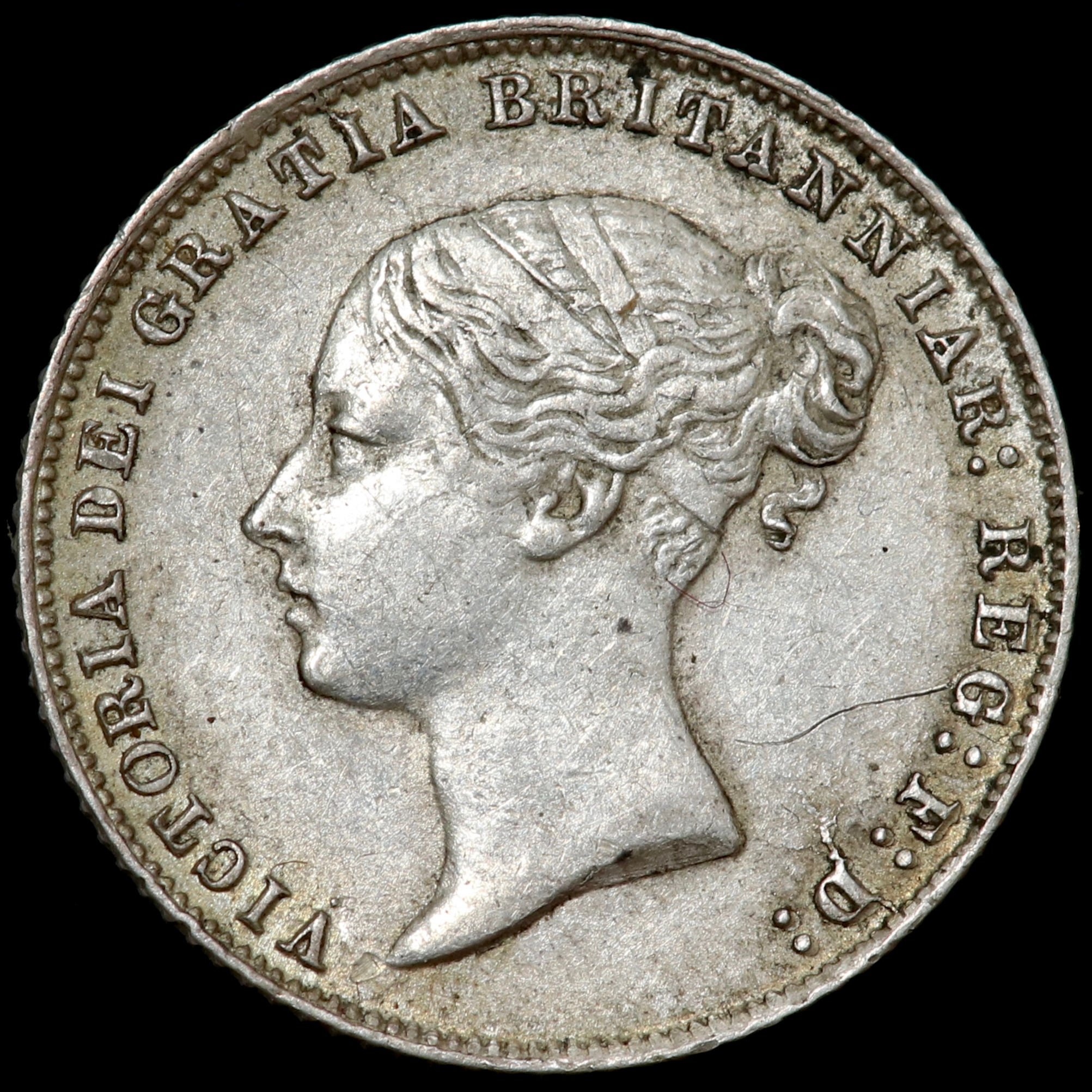Victoria, 1837-1901. Sixpence, 1867, Die 7. First Head. Type A2.