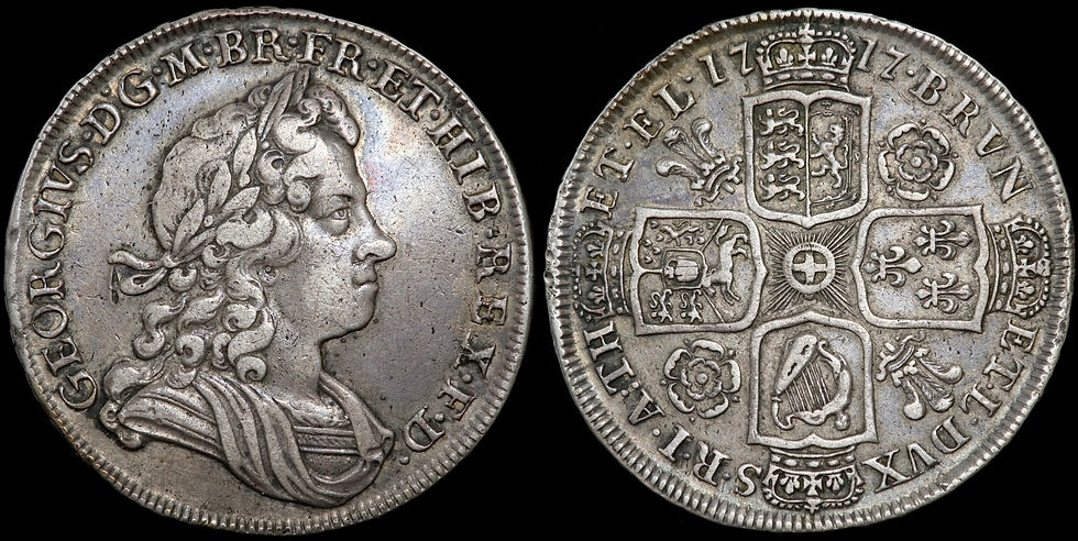 Thumbnail: George I, 1714-27. Halfcrown, 1717. Roses And Plumes. TIRTIO Edge.