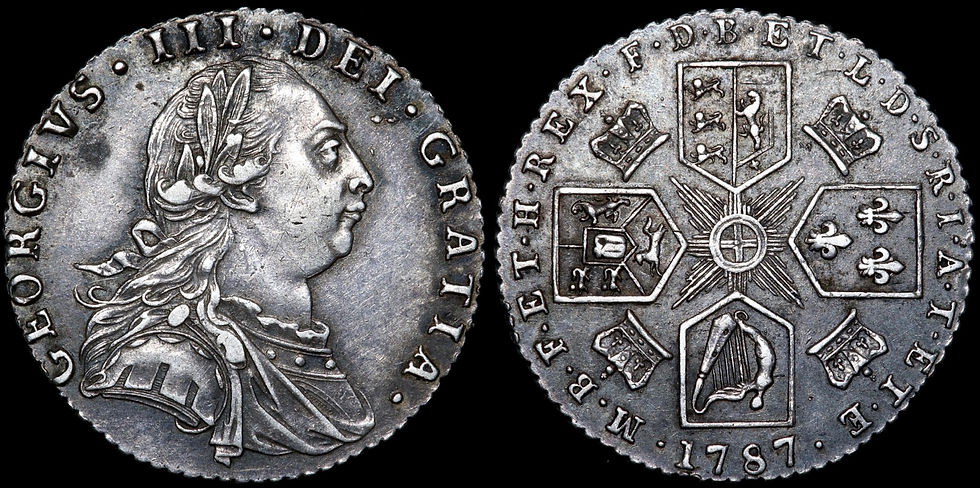 Thumbnail: George III, 1760-1820. Sixpence, 1787. No Hearts.