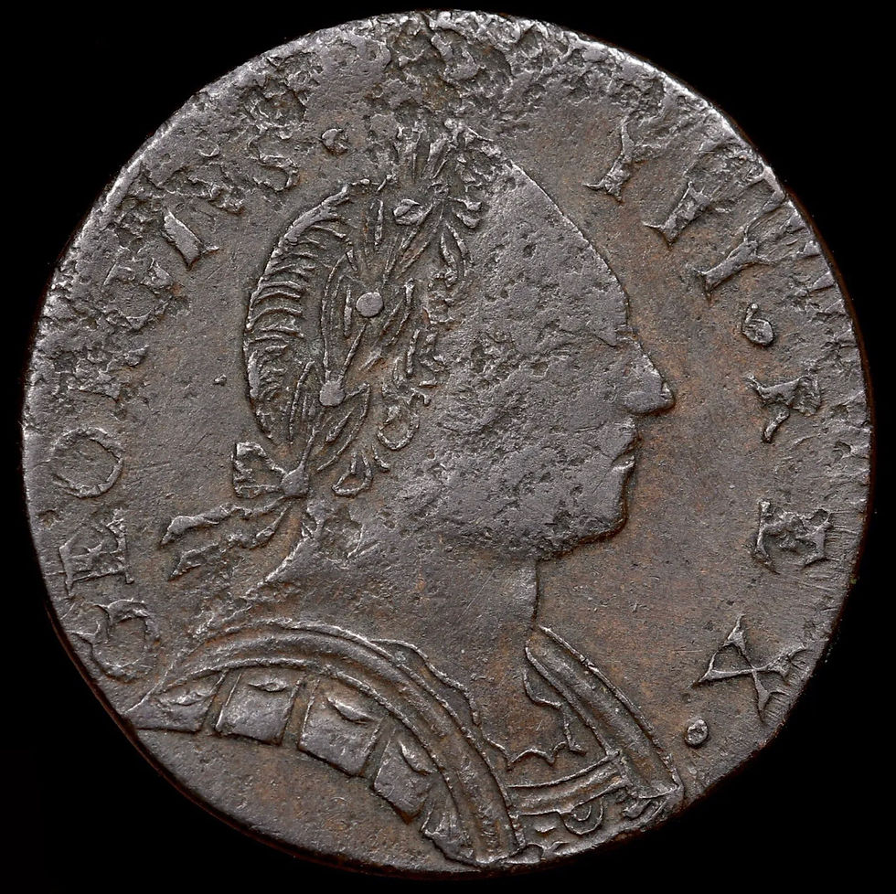 Thumbnail: George III, 1760-1820. Crude Non-Regal Evasion Halfpenny, 1775. Simian Family.