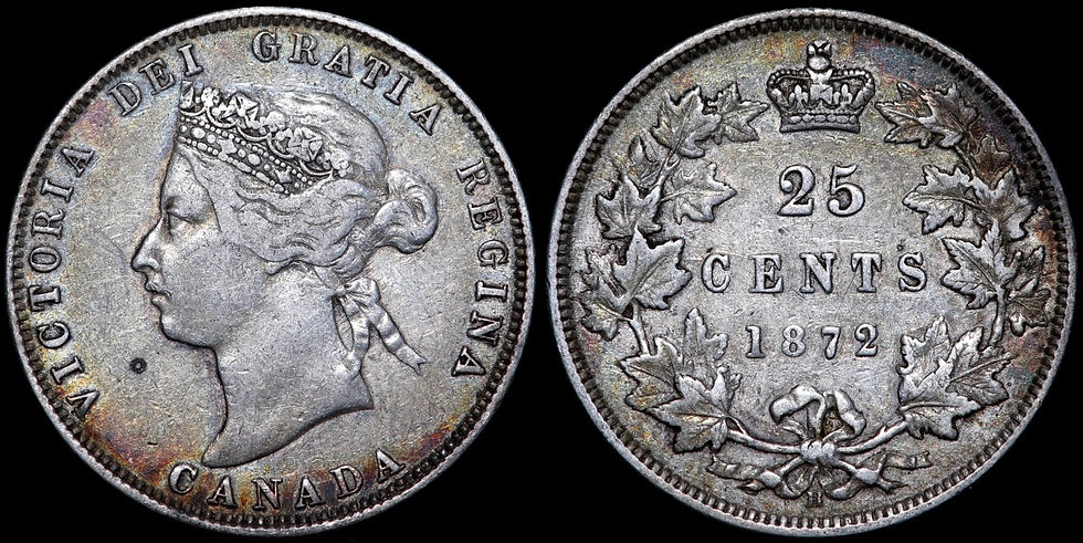 Thumbnail: Canada. Victoria, 1837-1901. 25 Cents, 1872 H. Heaton Mint.