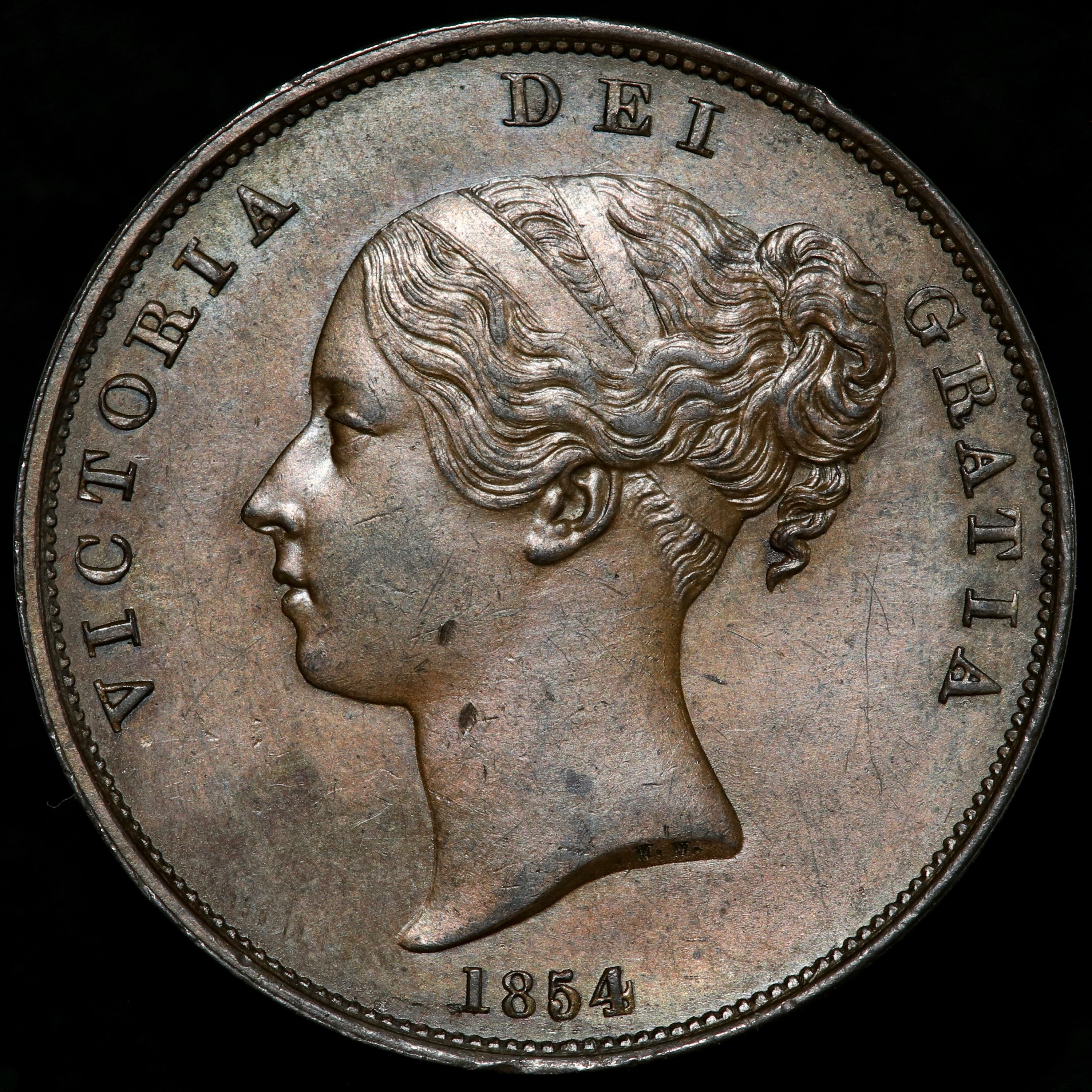 Victoria, 1837-1901. Penny, 1854. Plain Trident.