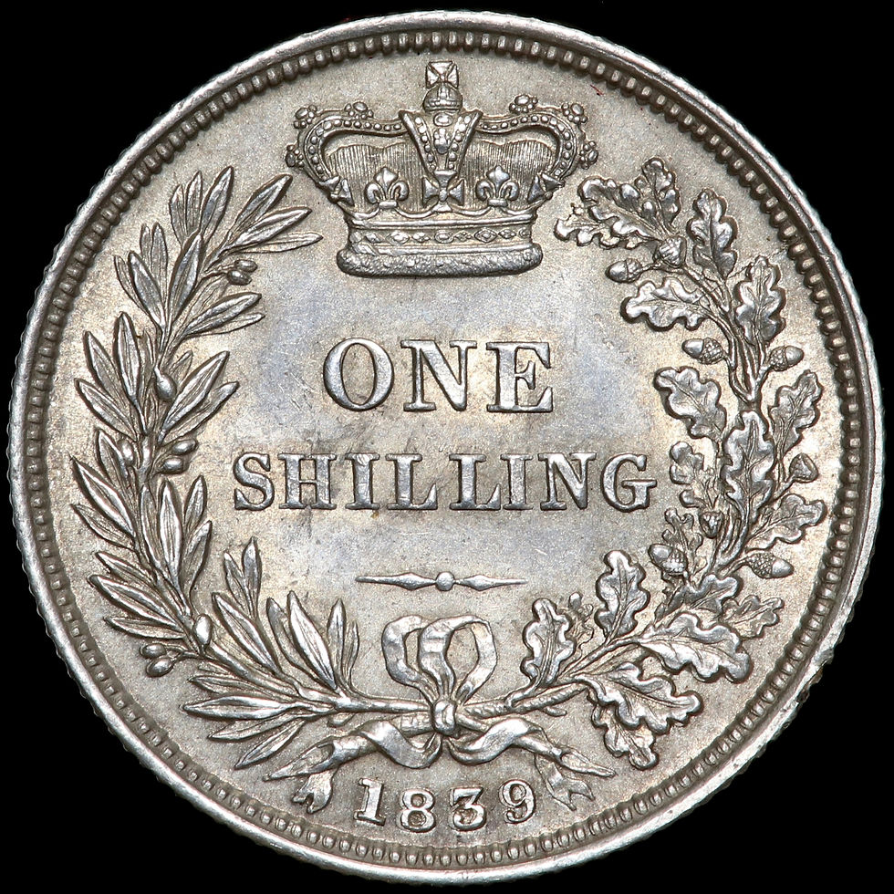 Thumbnail: Victoria, 1837-1901. Shilling, 1839. Type A3. Error Single Stop After BRITANNIA.
