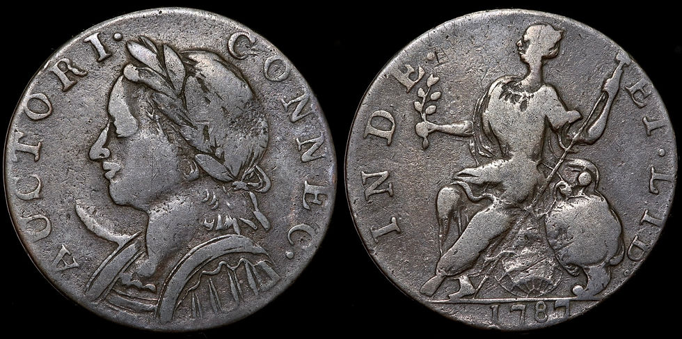 Thumbnail: America, Connecticut. Colonial Evasion Halfpenny / Cent, 1787. Horned Bust Type.