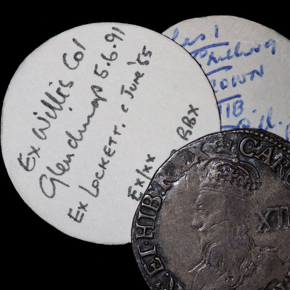 Thumbnail: Charles I, 1625-49. Shilling, mm. Crown. Group D, Type 3a. Ex Locket / Willis.