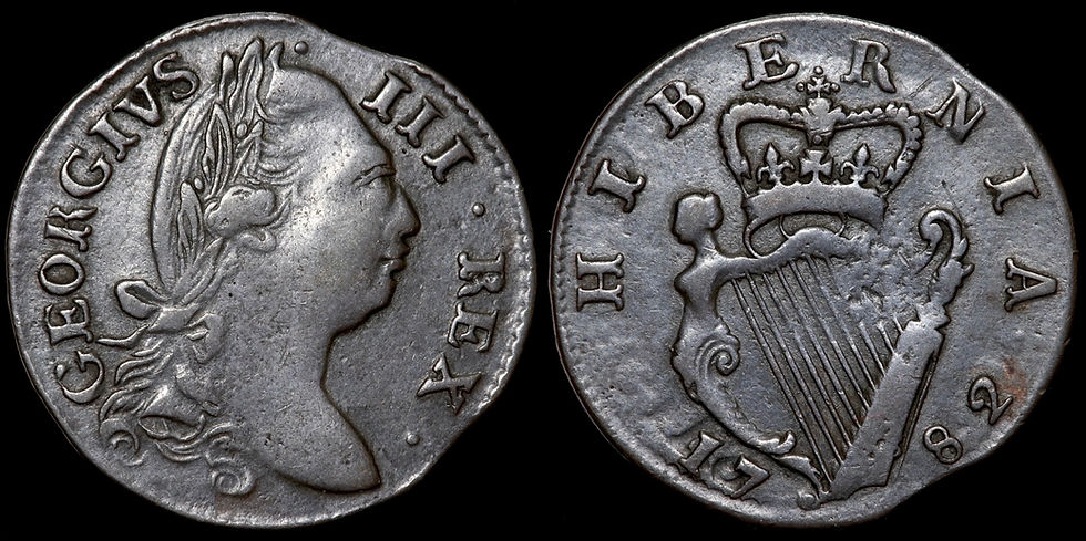 Thumbnail: Ireland, Hibernia. George III Contemporary Imitation / Forgery Halfpenny, 1782.