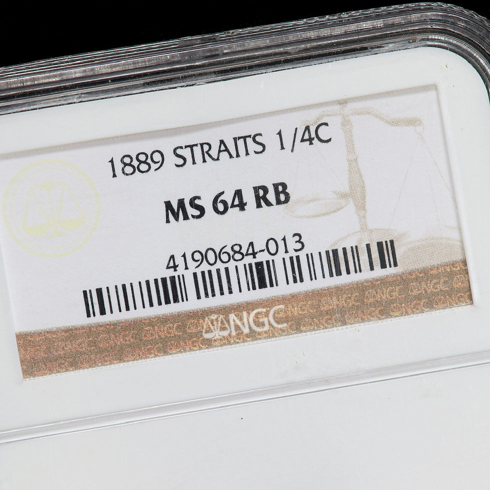 Thumbnail: Straits Settlements. Victoria, 1837-1901. Quarter Cent, 1889. NGC Encapsulated.
