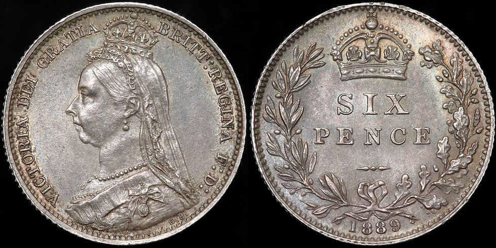 Thumbnail: Victoria, 1837-1901. Sixpence, 1889.