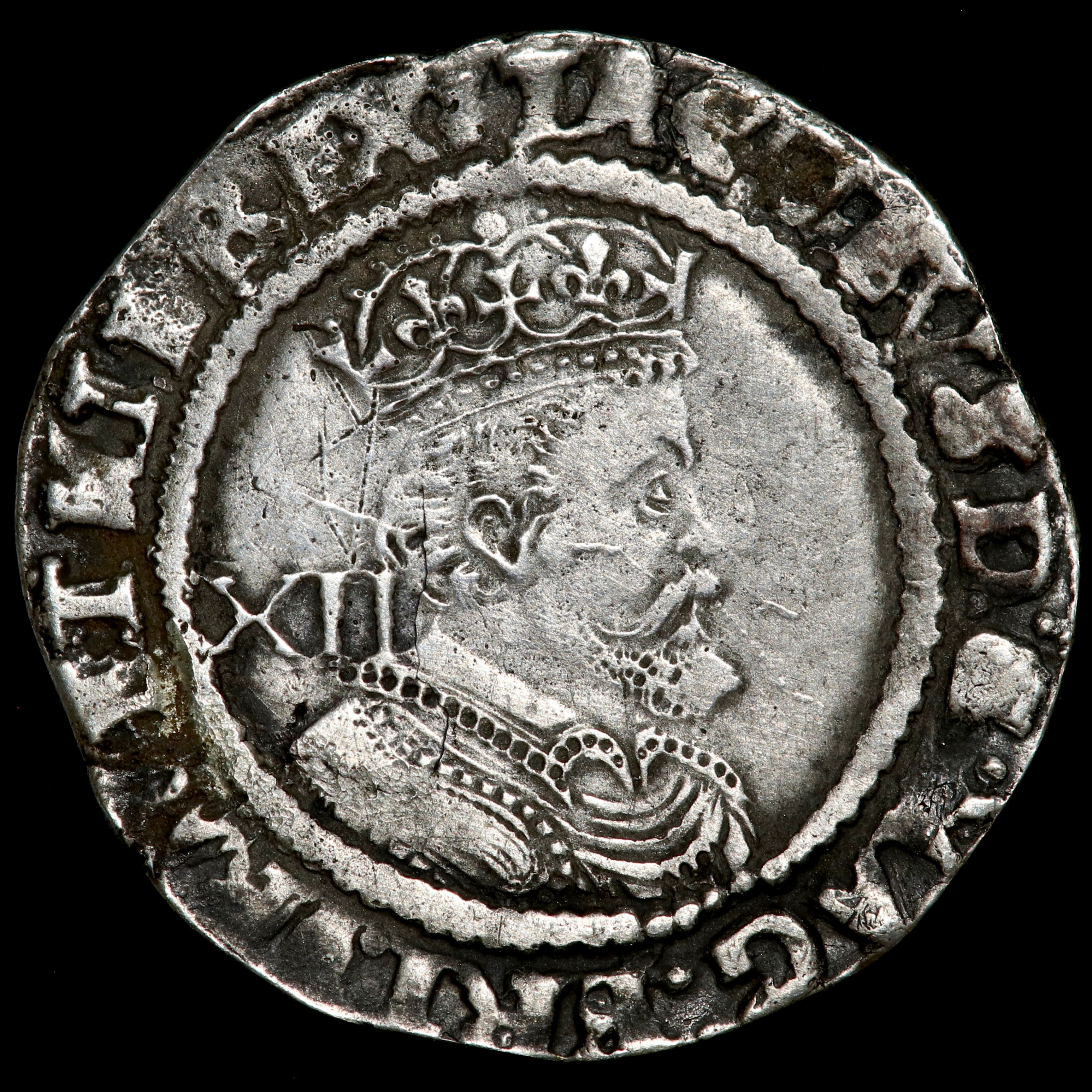 James I, 1603-25. Shilling, mm. Thistle, 1621-3. Plume Above Shield. Rare.