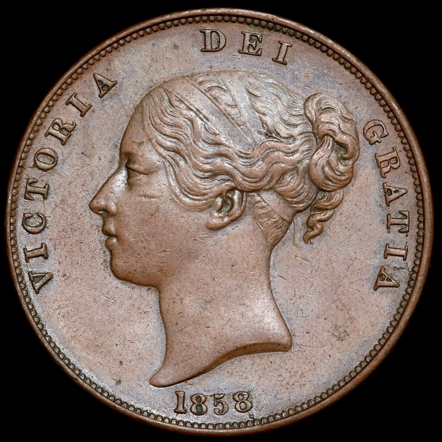 Victoria, 1837-1901. Penny, 1858. No WW On Trun.
