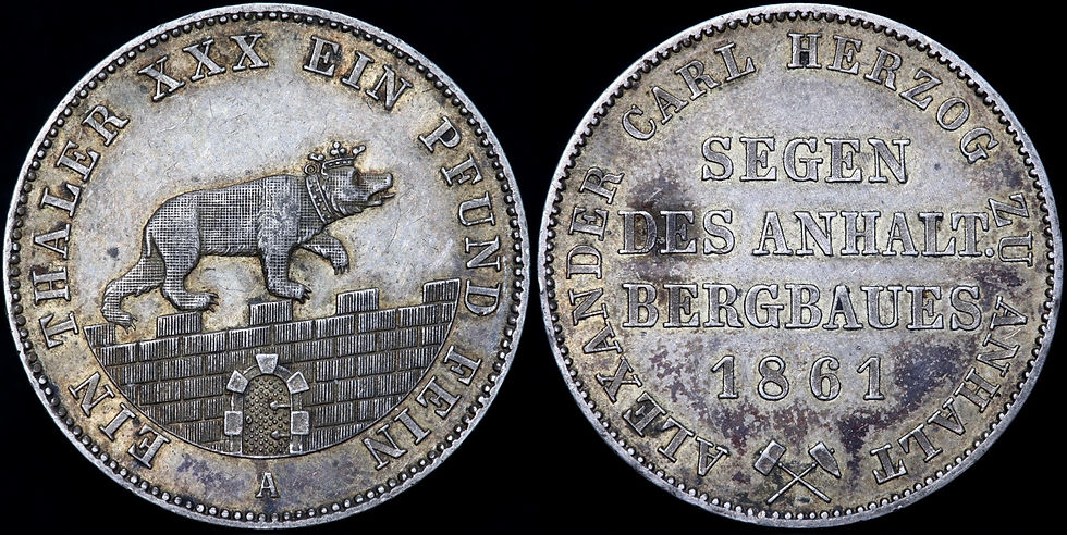 Thumbnail: German States, Anhalt-Bernburg. 1 Thaler, 1861 A.