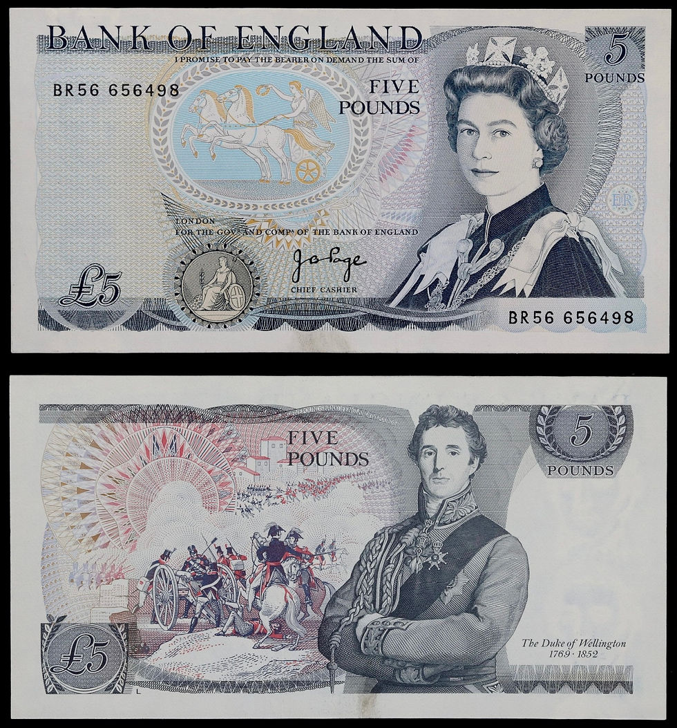 Thumbnail: Bank Of England. Set Of Four Consecutive £5 Banknotes, 1973. Page. BR56.