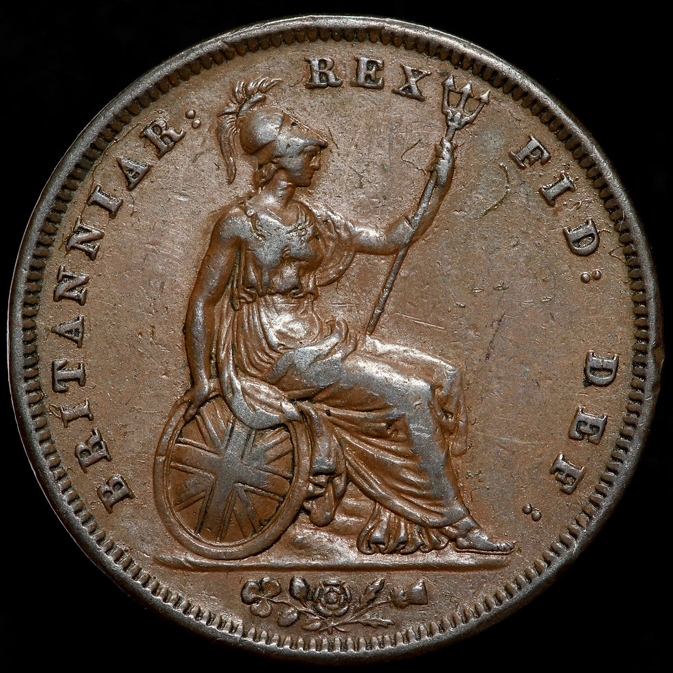 Thumbnail: George IV, 1820-30. Penny, 1826. Thick Line On Saltire. Scarce.