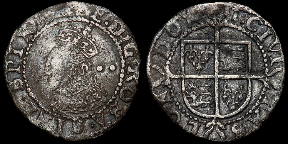 Thumbnail: Elizabeth I, 1558-1603. Halfgroat (Twopence), mm. 1, 1601-2.