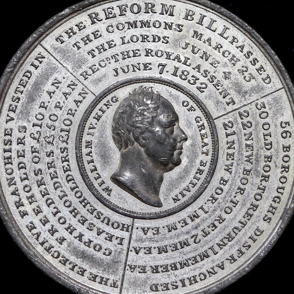 Thumbnail: William IV, 1830-37. White Metal Medal, 1832. Reform Bill Passed. 50mm.
