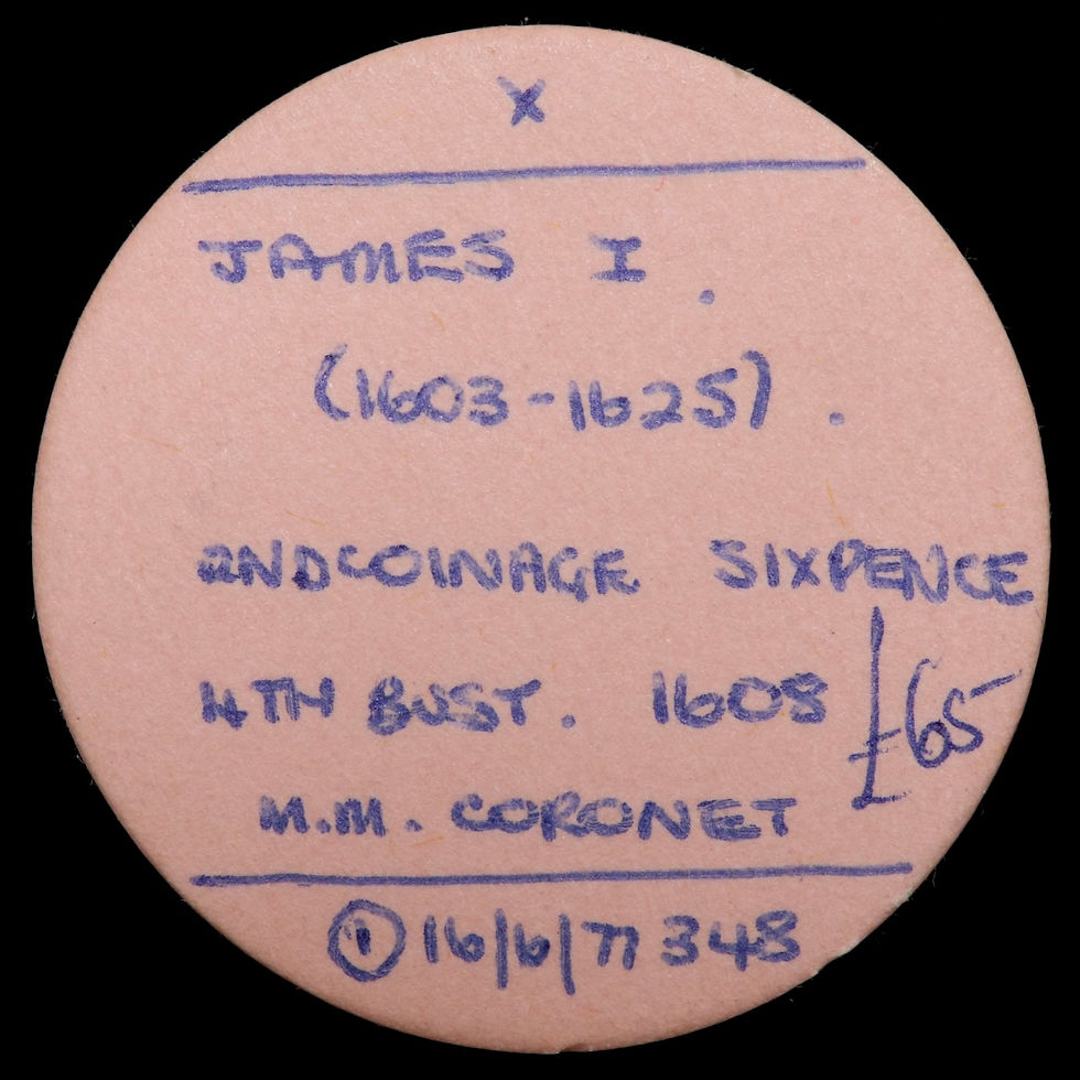Thumbnail: James I, 1603-25. Sixpence, 1608, mm. Coronet. Scarce.