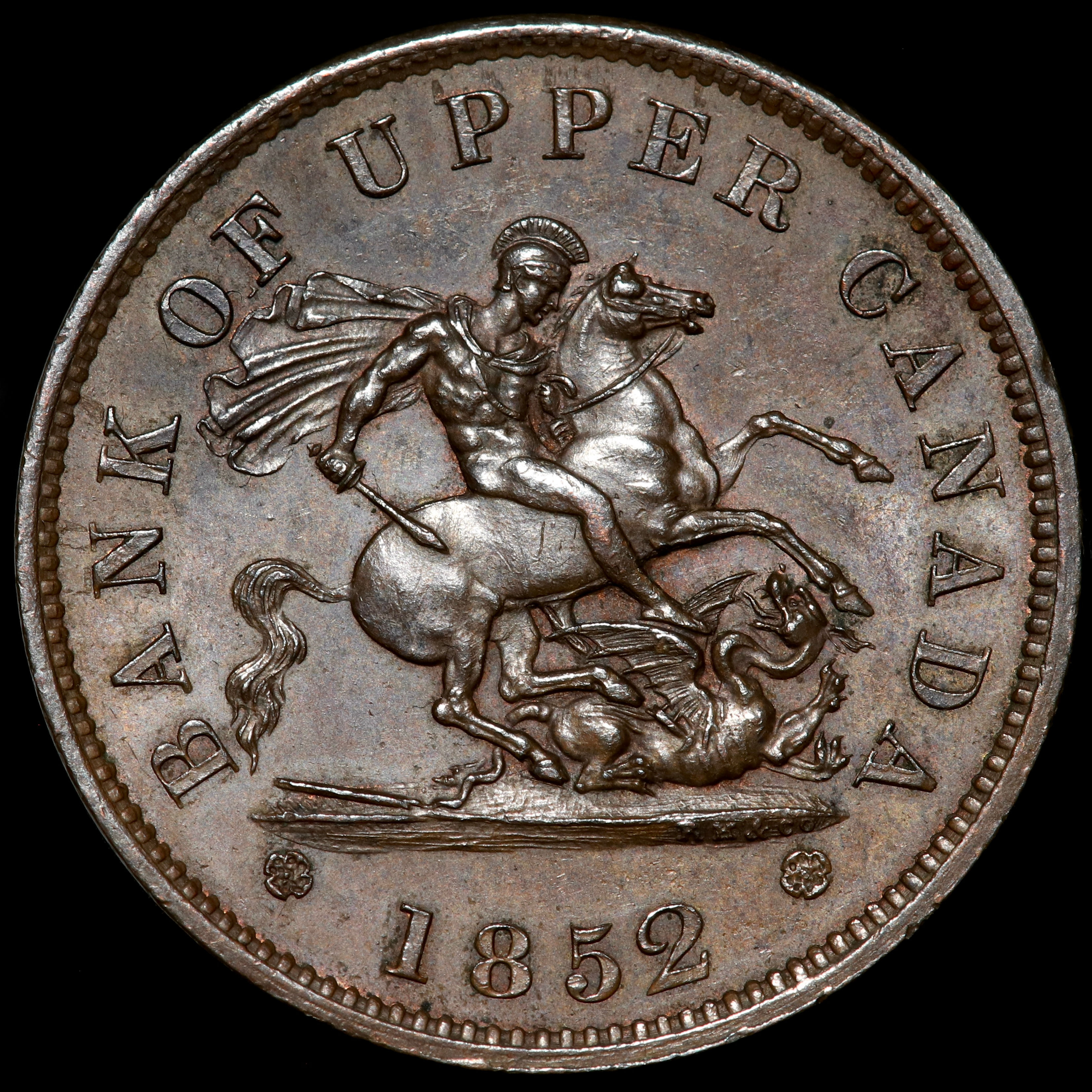 Bank Of Upper Canada. One Penny Bank Token, 1852. Large 2. London Mint.