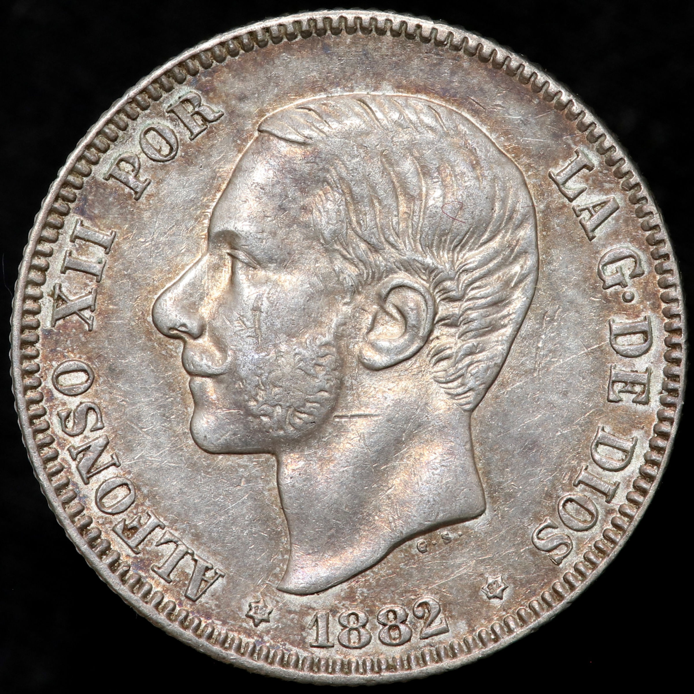 Spain. Alfonso XII, 1874-1885. 2 Pesetas, 1882.