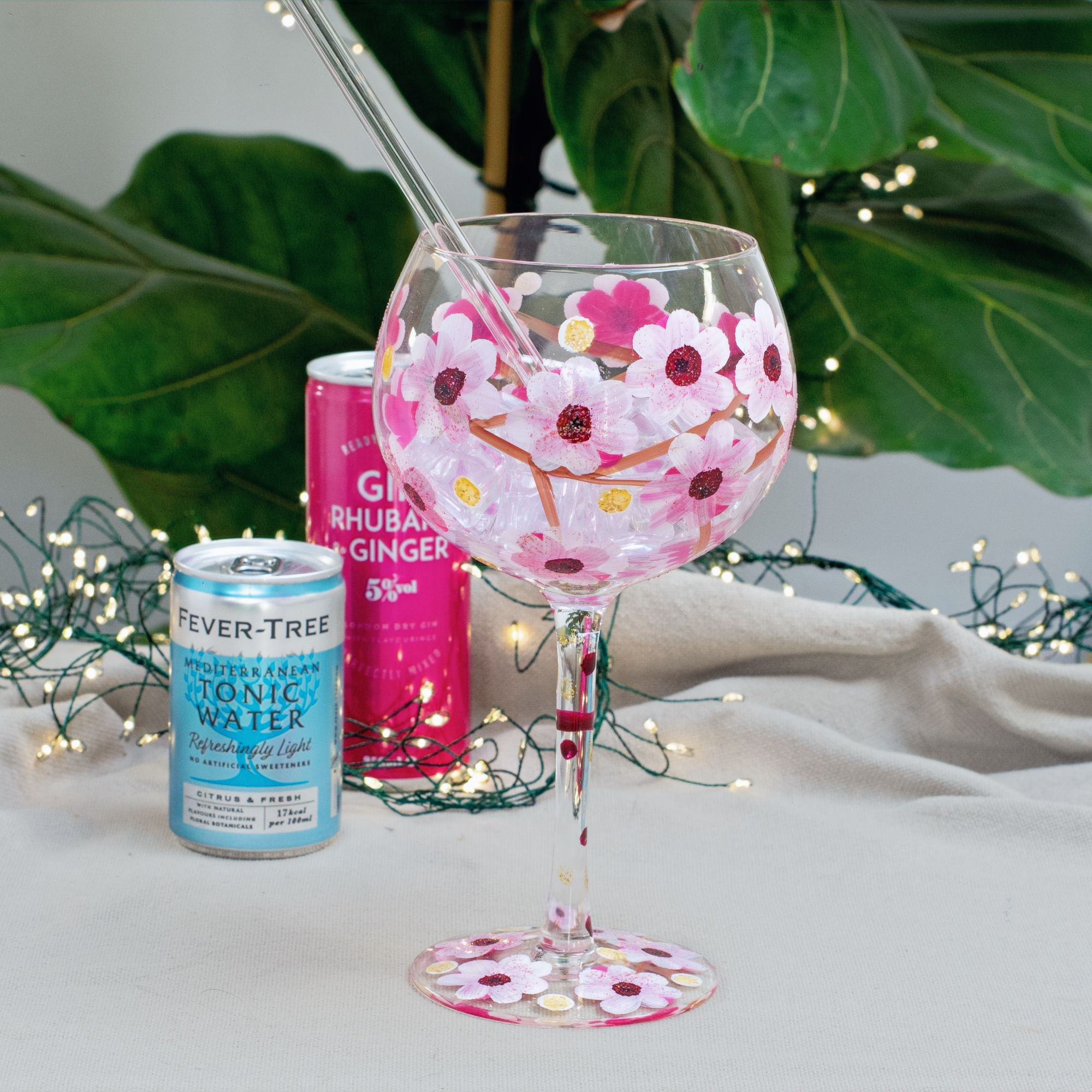 Cherry Blossom - Gin Glass - Hand Painted