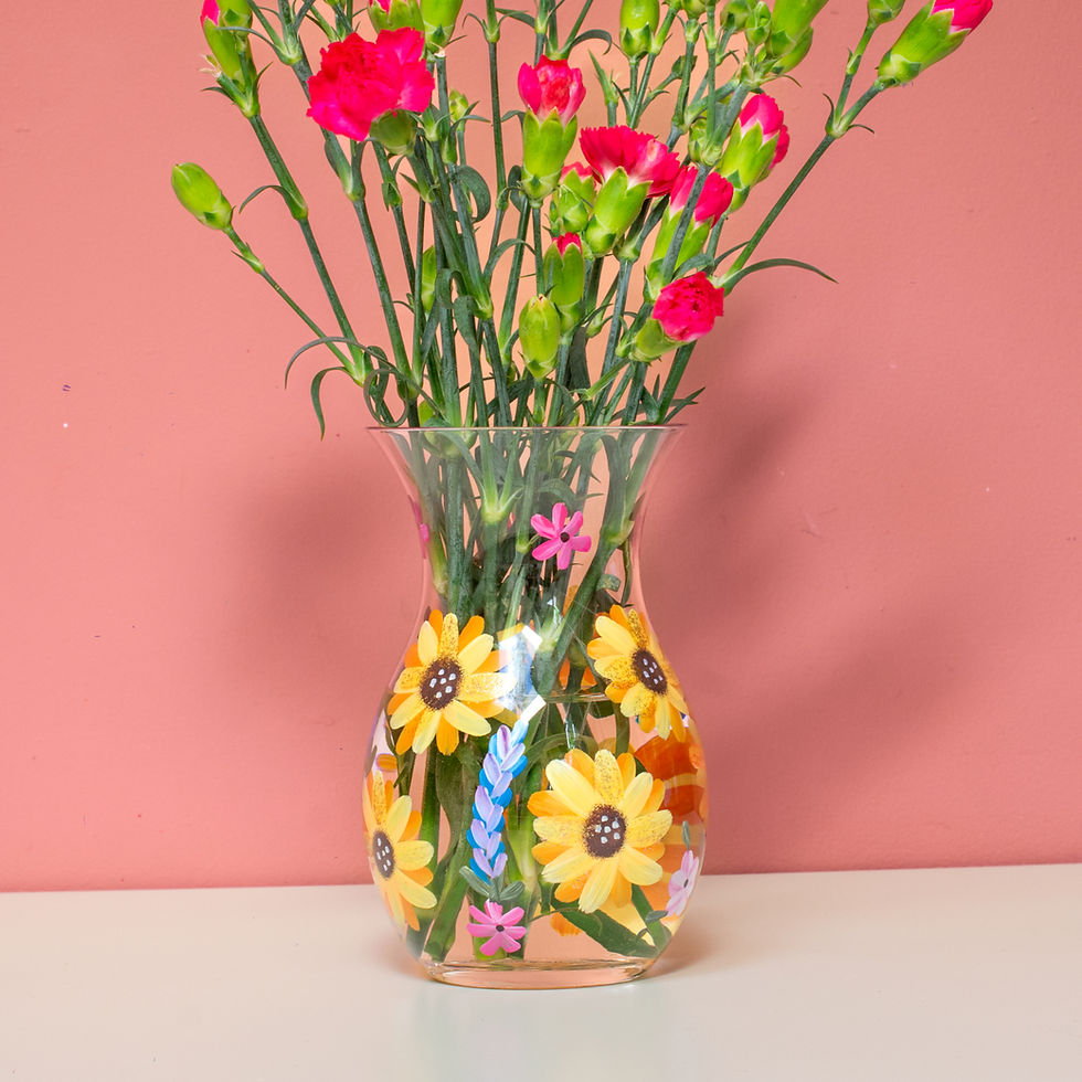 Thumbnail: Sunflowers Glass Vase - Hand Painted