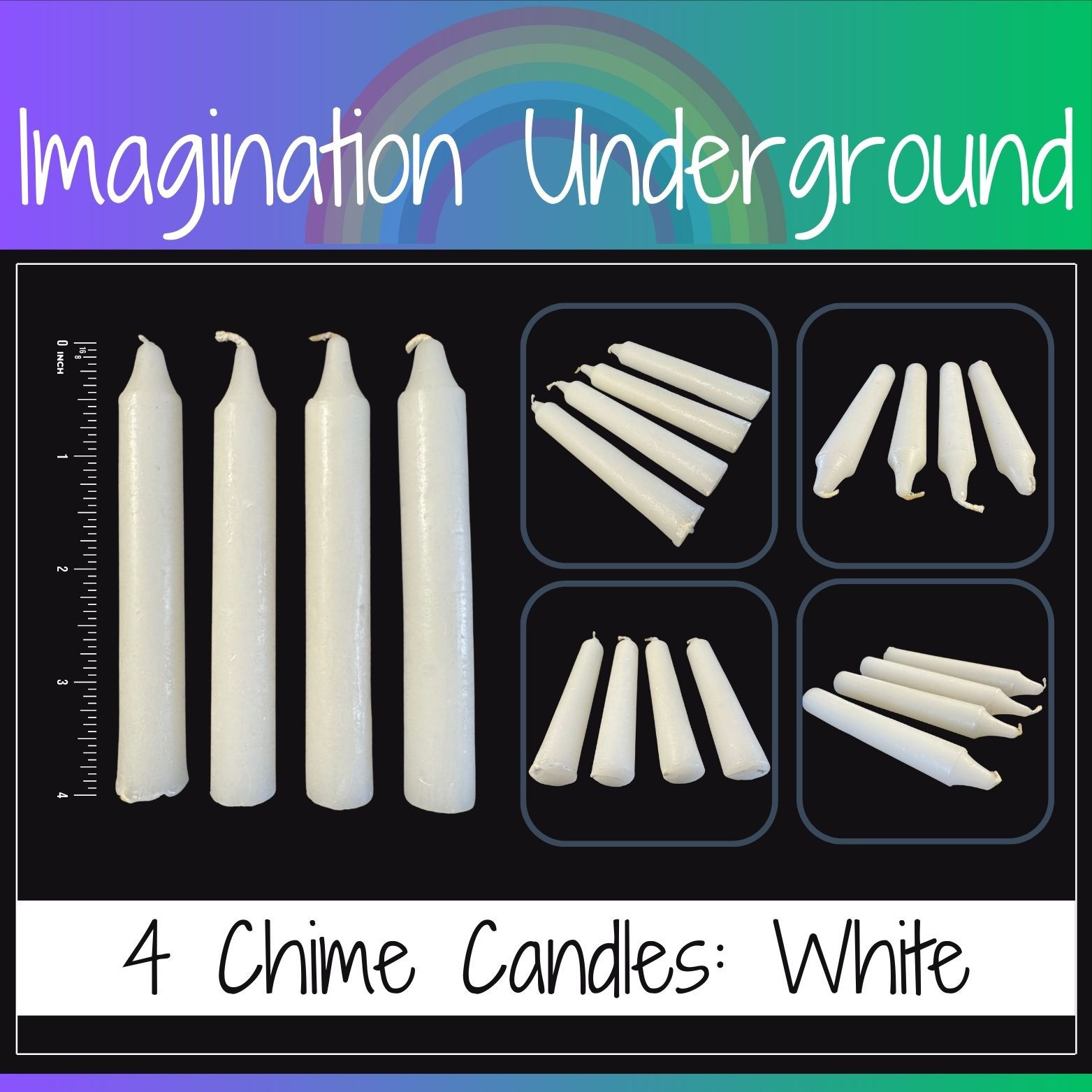 4 White Chime Wax Candles for Rituals and Readings