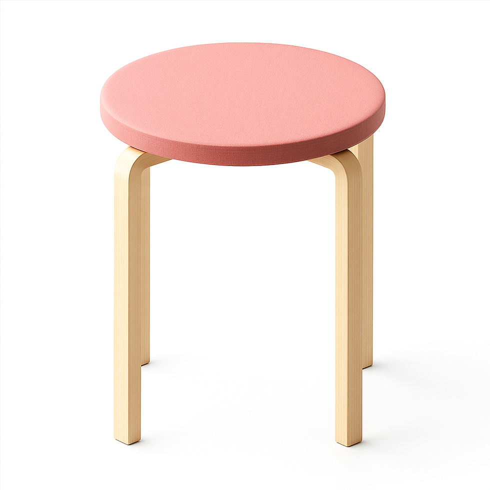 Banco baixo com assento circular rosa