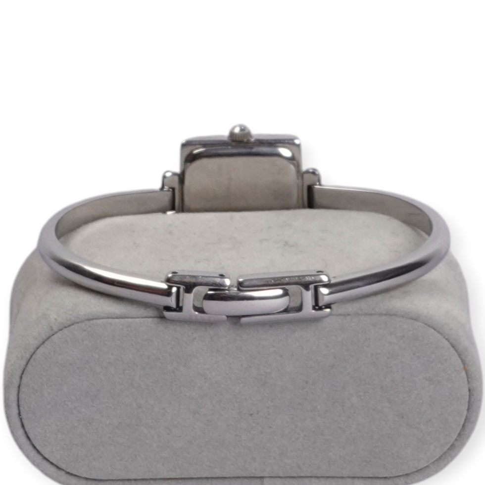 Miniatúra: Gucci Black Square Steel Bangle Bracelet Watch – 1990s