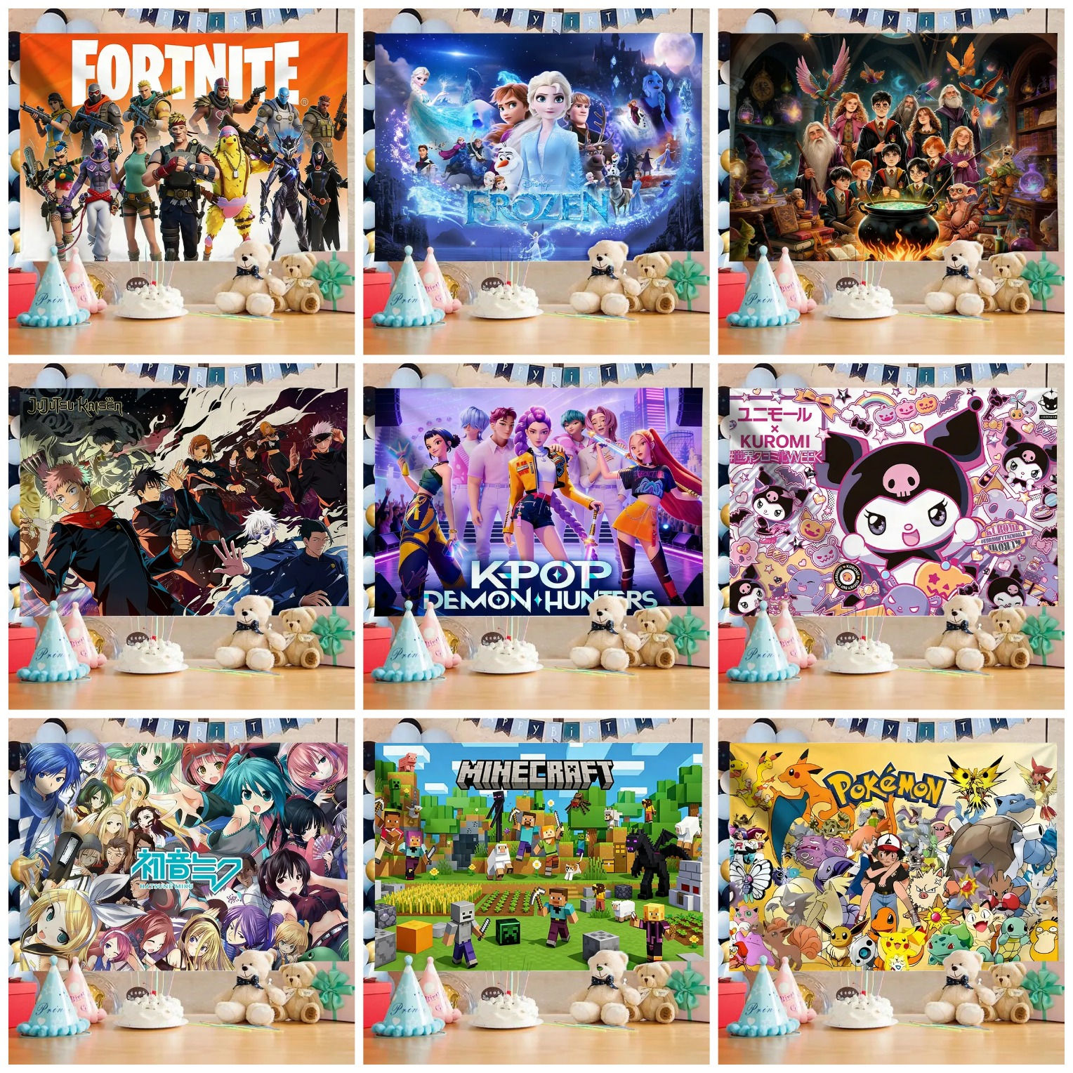 Fortnite / Frozen / Stitch / Roblox Multi Theme Anime Wall Hanging Deco