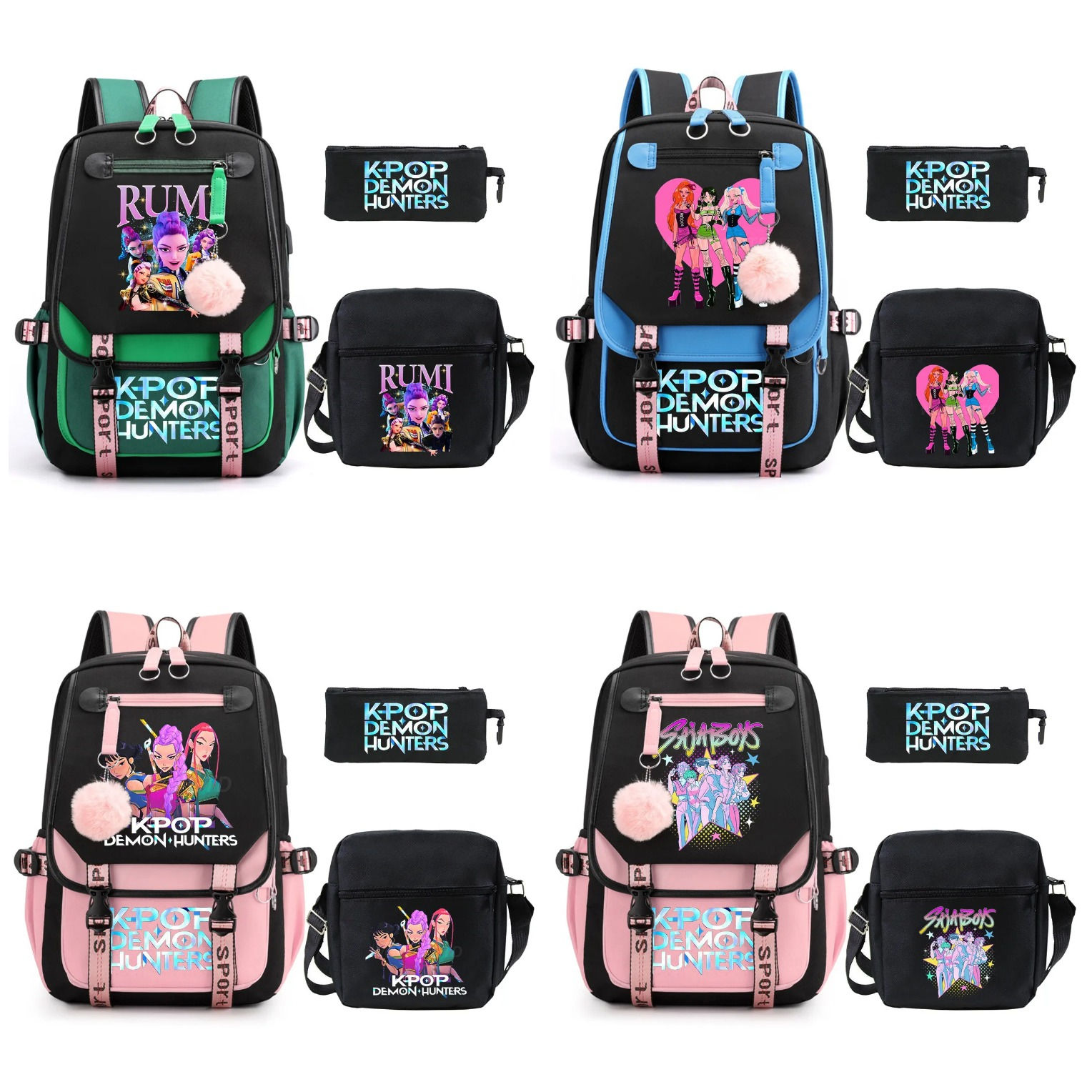 K-Pop Demon Hunters 3Pcs Backpack Set | Backpack with C