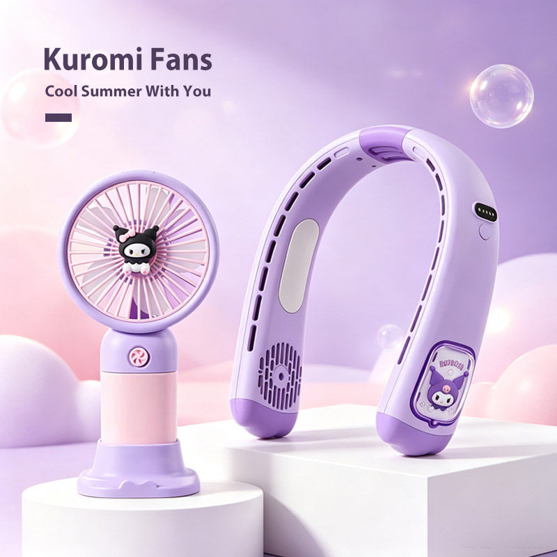 Kuromi Portable Handheld Fan + Bladeless Neck Fan