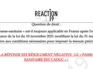Le passe sanitaire serait illégal depuis le 15.11 selon Me Carlo Brusa (association Réaction19)