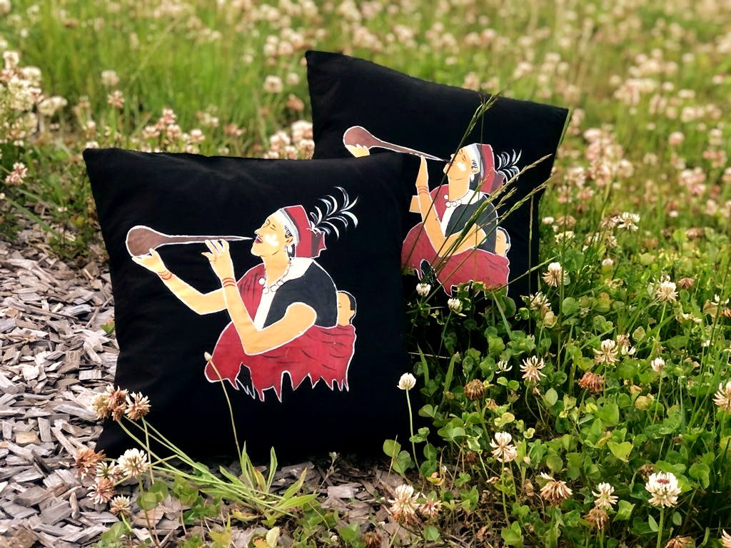 Hand-Painted Cushion Cover Garo Woman
