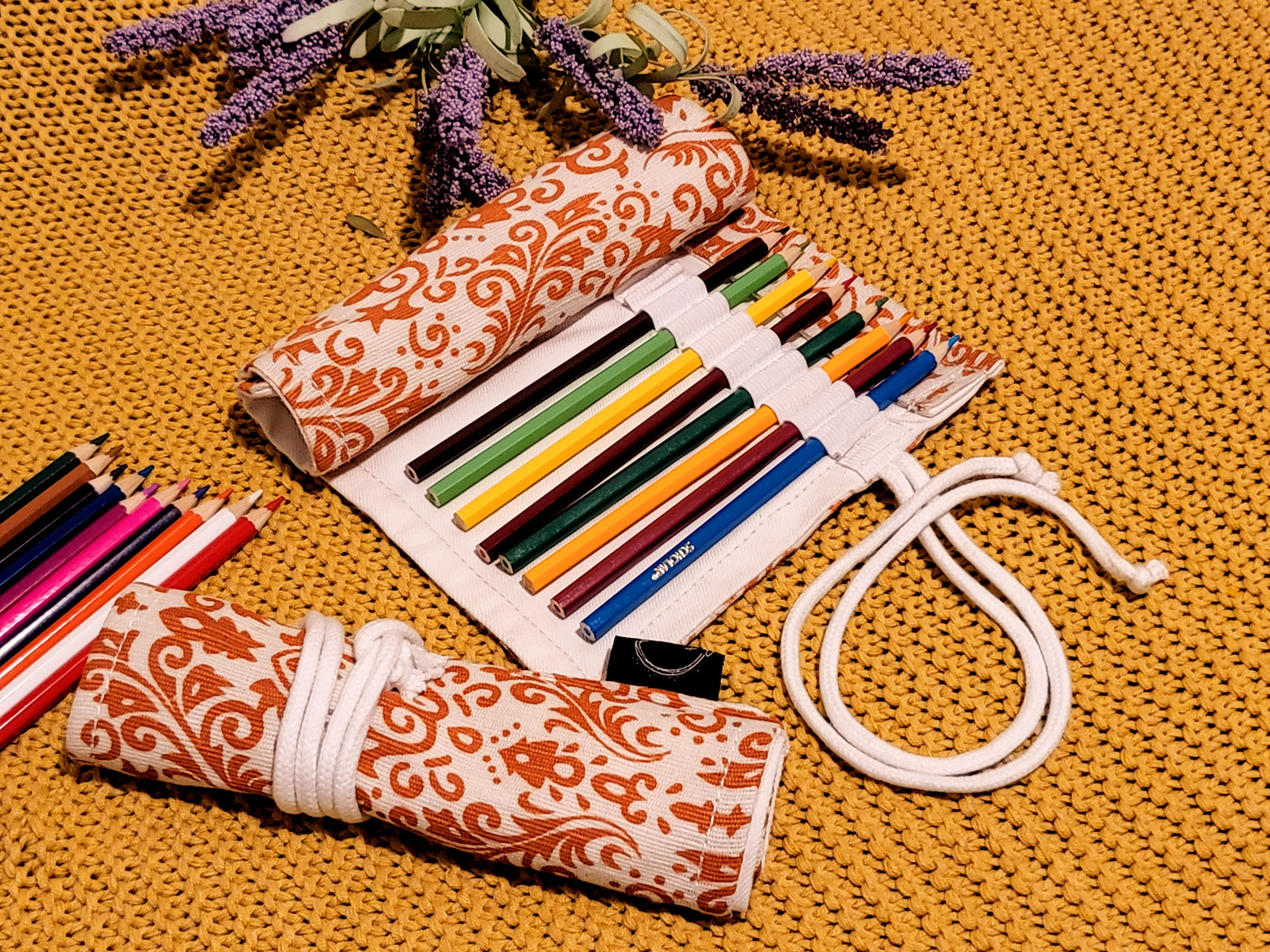 Jute-Cotton Colour-Pencil Holder Brown and White