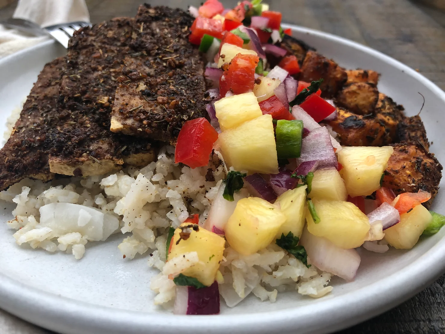 baked tofu with pineapple salsa