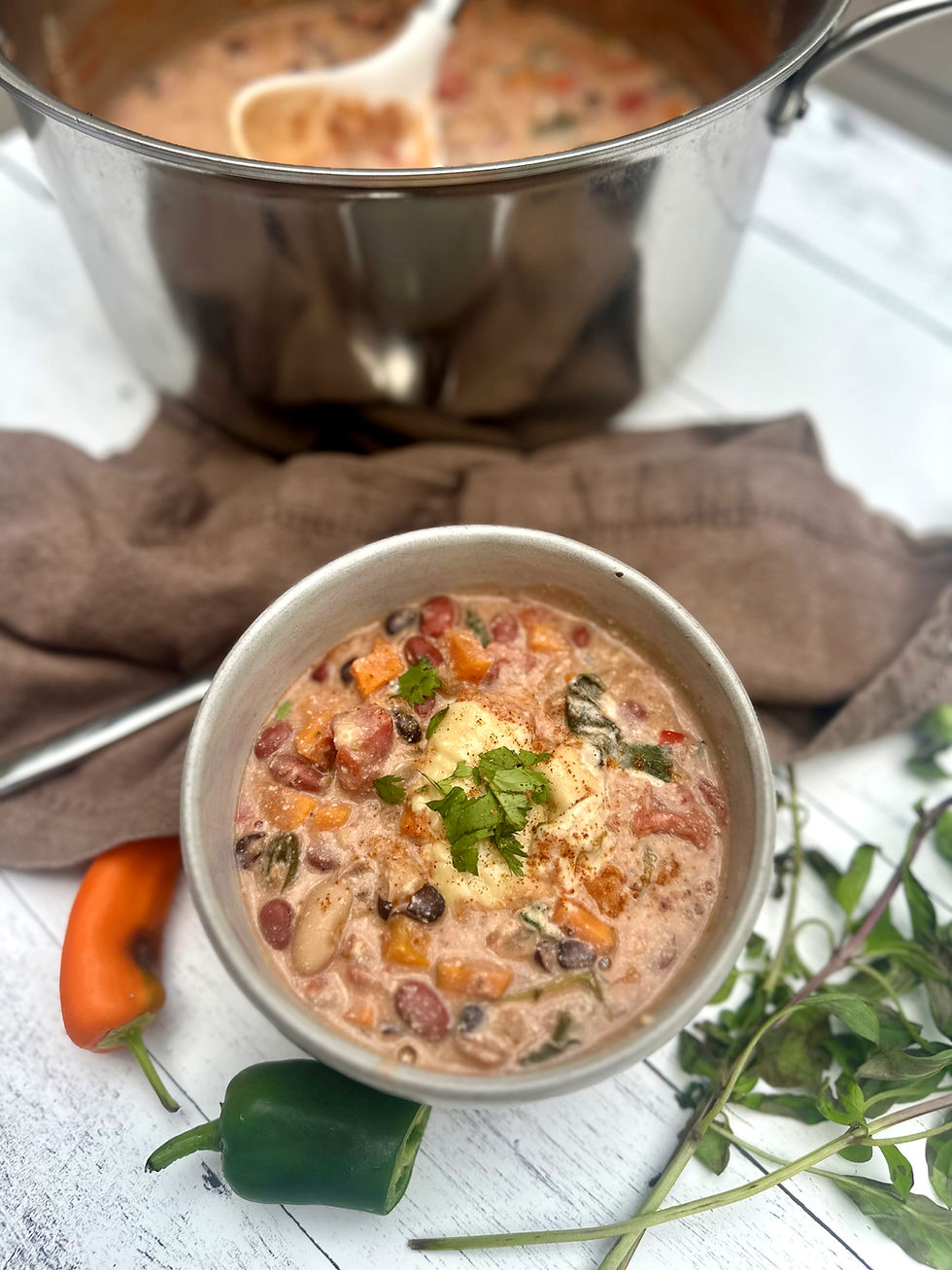 creamy vegan sweet potato and beans soup