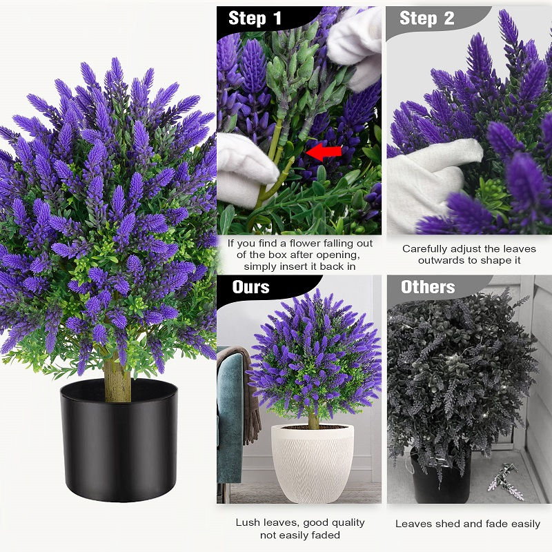 Thumbnail: Artificial Topiaries Lavender Ball Trees 2 Pack