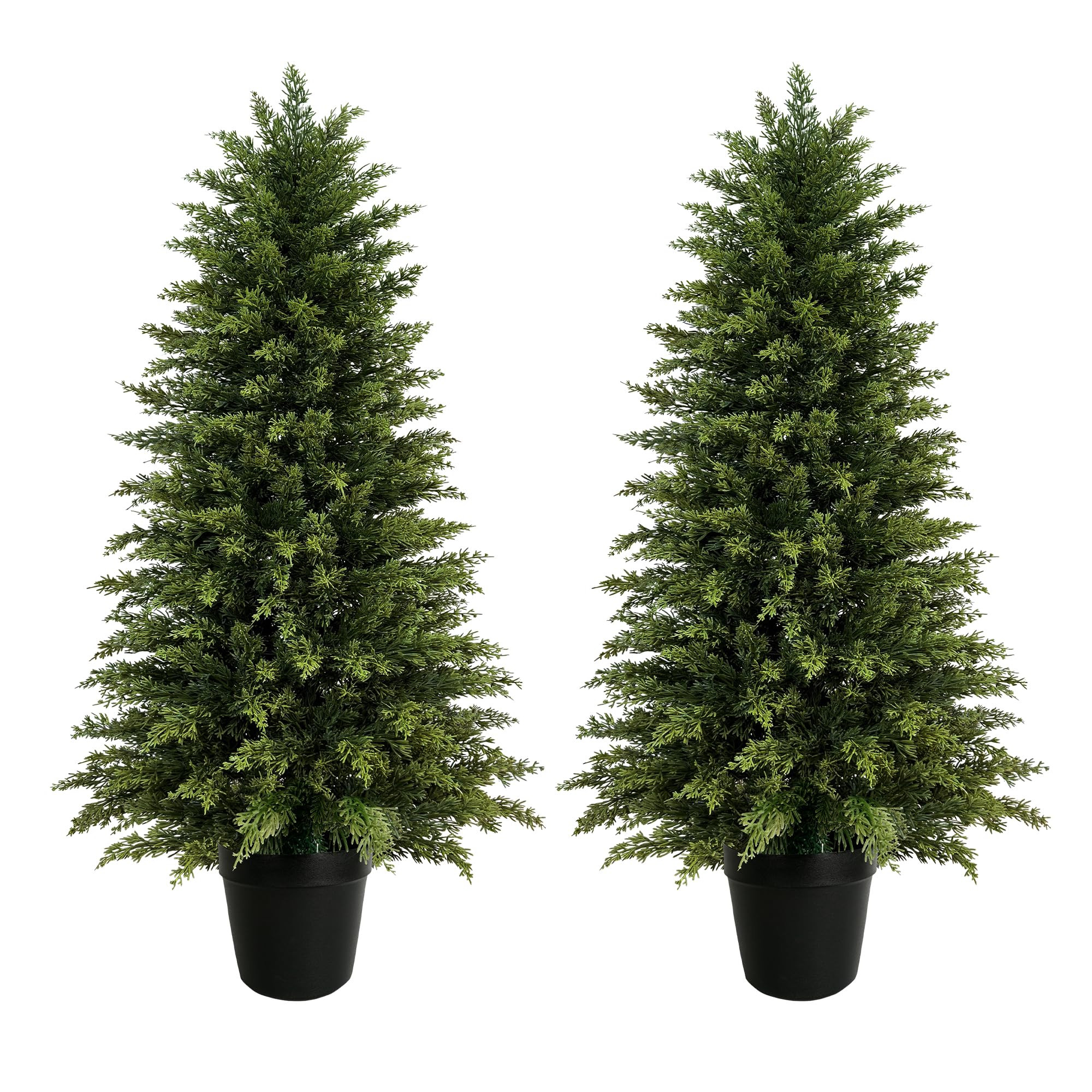 2 Pack 4ft Artificial Cedar Trees for Outdoors (UV Resistant)