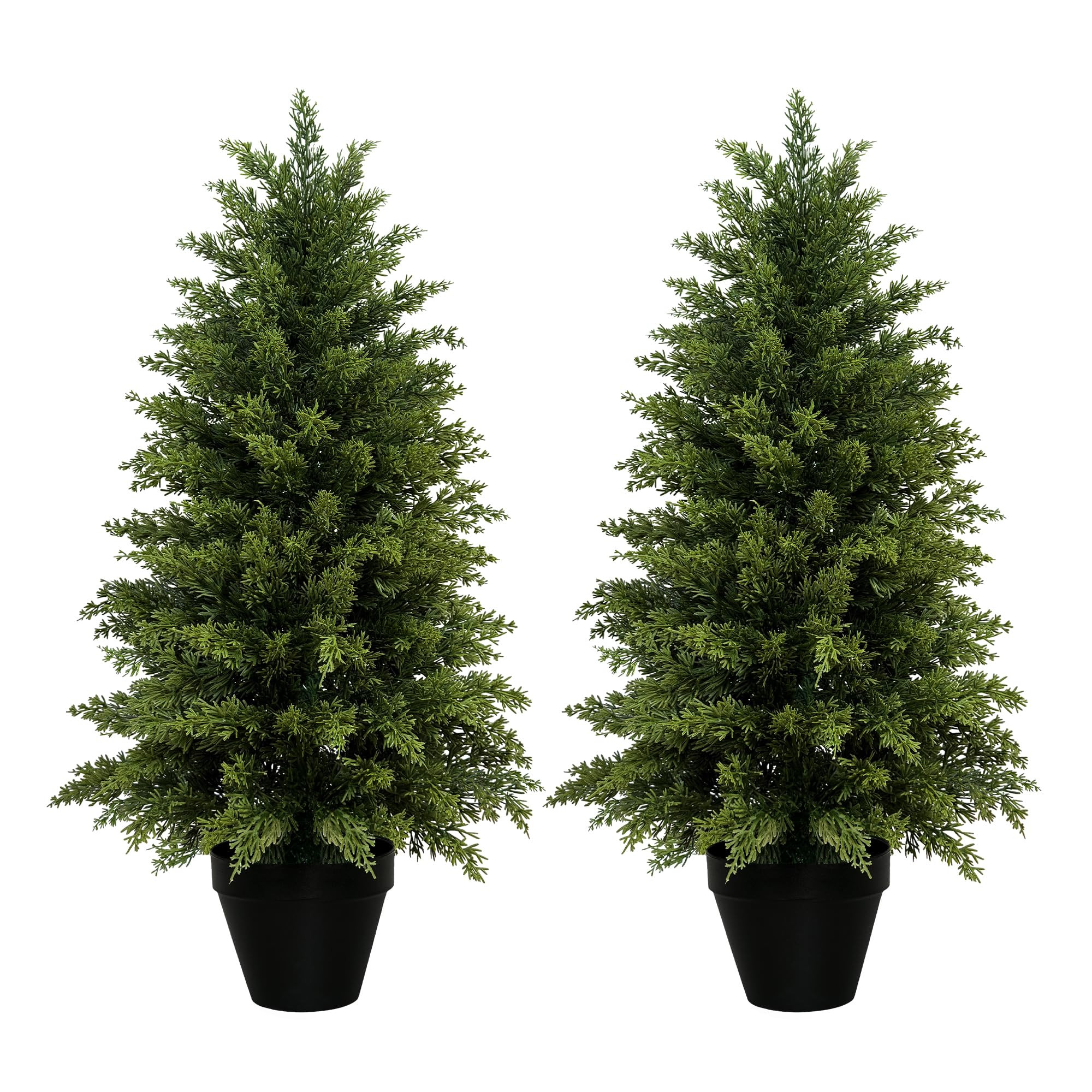 2 Pack 3ft Artificial Cedar Trees for Outdoors (UV Resistant)