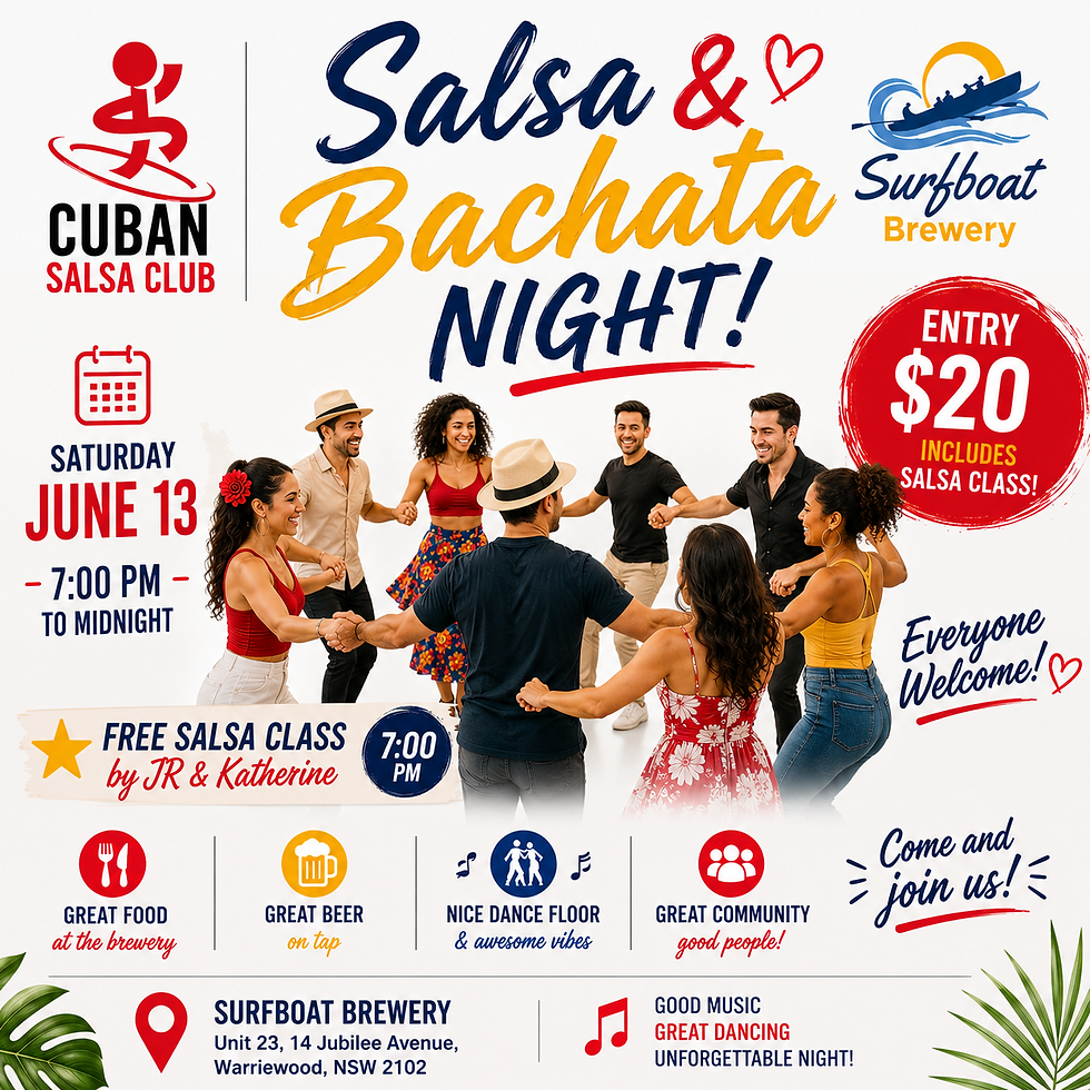 Salsa & Bachata Night June 13 at the Surfboat Brewery