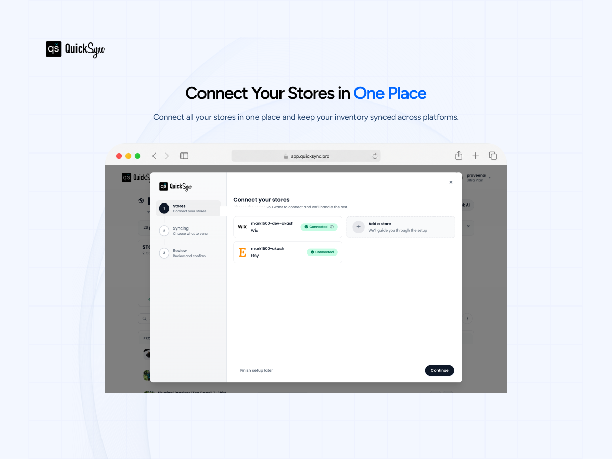 QuickSync ‑ All in One App dashboard view — Apps for Stores app on the Wix App Market
