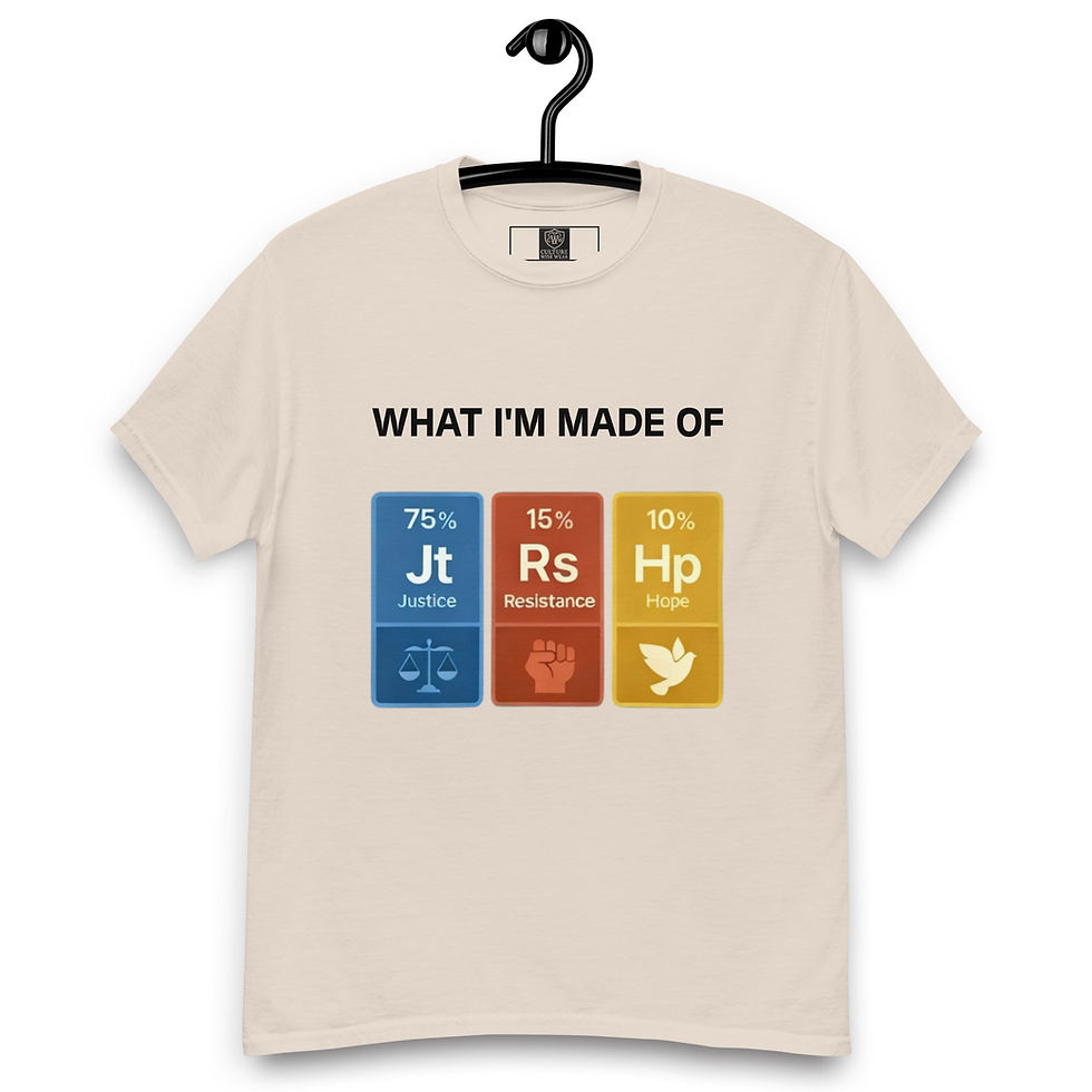 Thumbnail: What I’m Made of Graphic T-Shirt-Justice, Resistance, and Hope Design- BL