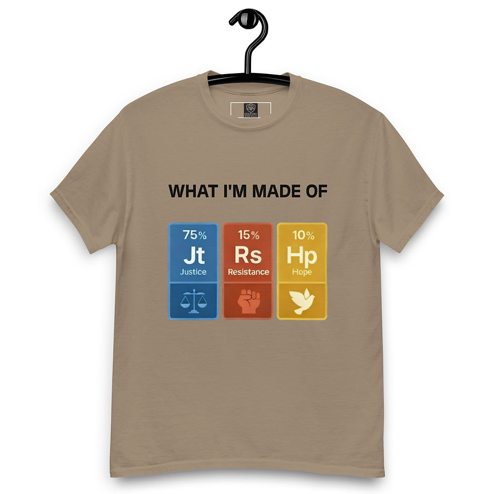 Thumbnail: What I’m Made of Graphic T-Shirt-Justice, Resistance, and Hope Design- BL