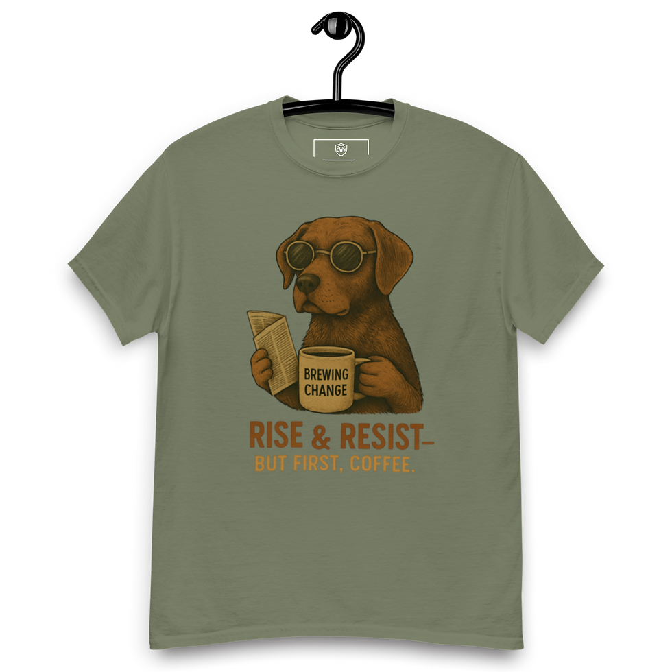 Thumbnail: Brew & Resist Tee – Morning Mood, Rebel Roots