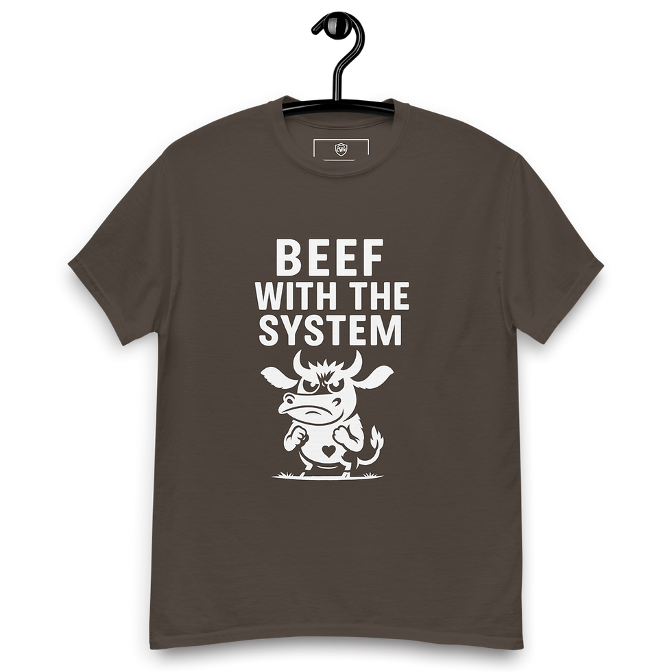 Thumbnail: Beef with the System Funny Protest Shirt Angry Cartoon Cow