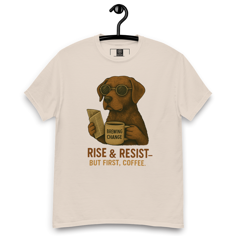Thumbnail: Brew & Resist Tee – Morning Mood, Rebel Roots