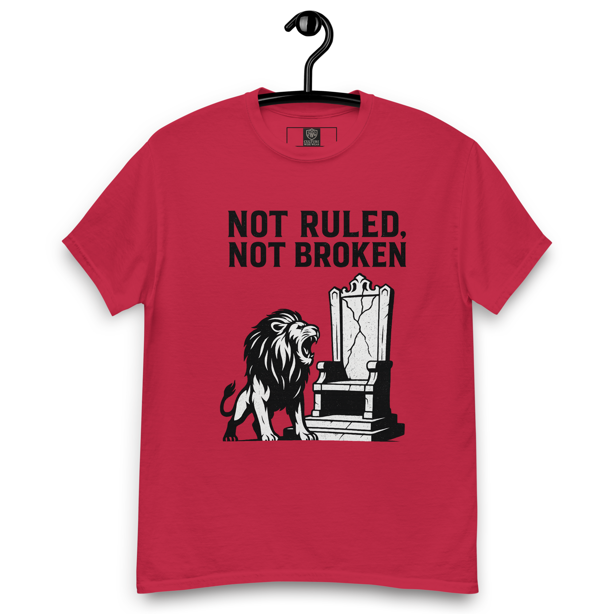 Not Ruled, Not Broken T-Shirt | Roaring Lion and Cracked Throne Graphic Tee